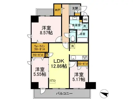 BELTS SHINJYUKUレジデンス(3LDK/4階)の間取り写真