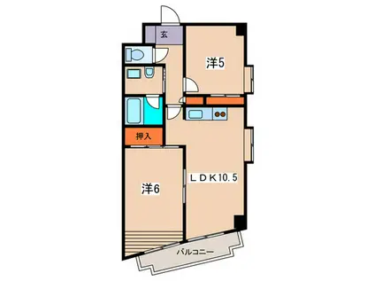 コートヒルズアザリア(2LDK/3階)の間取り写真