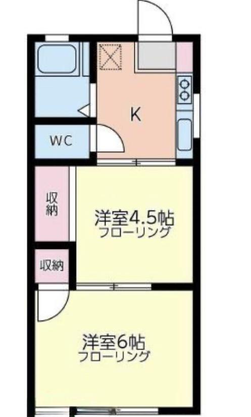 コーポ三ツ沢(2K/1階)の間取り写真