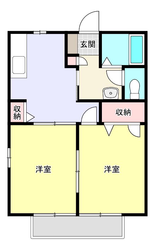 ルシェルS(2DK/2階)の間取り写真