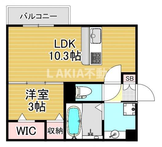 エクシードティアラ(1LDK/1階)の間取り写真