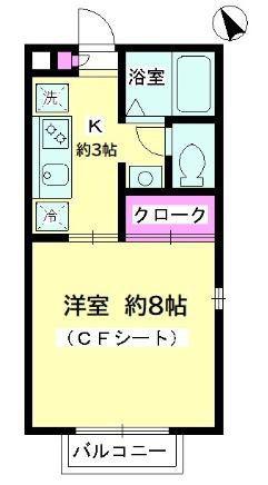 GRACECOURT海老名(1K/2階)の間取り写真