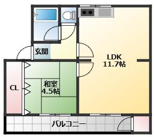 大清ハイツ(1LDK/2階)の間取り写真