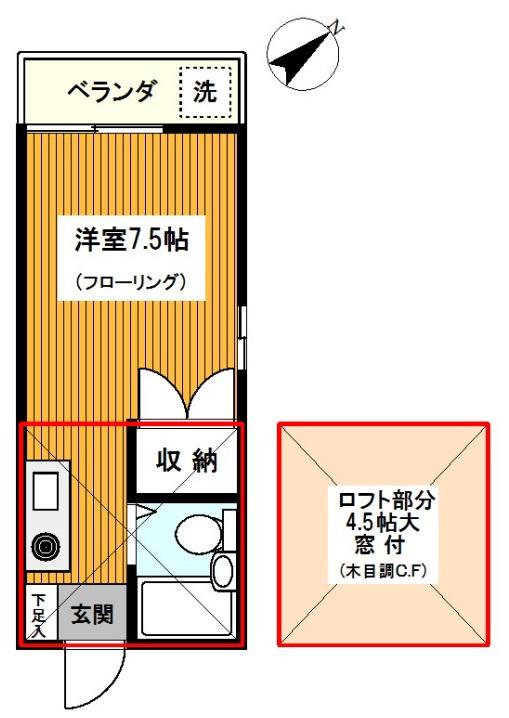 リゾート二反田(ワンルーム/2階)の間取り写真