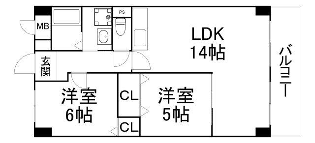 プリオール・トロワ(2LDK/2階)の間取り写真