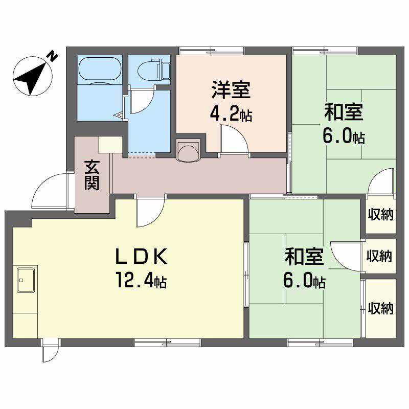 フレグランスひあさ(3LDK/1階)の間取り写真