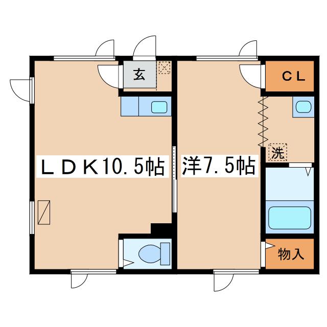 ゴールドハイツ(1LDK/2階)の間取り写真