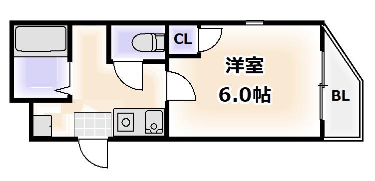 ウィル阿倍野(1K/3階)の間取り写真