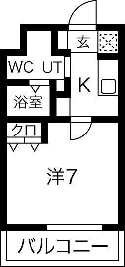 パークヒルズ新大阪WILL(1K/1階)の間取り写真