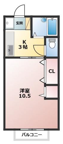 サウス SIDE(1K/1階)の間取り写真
