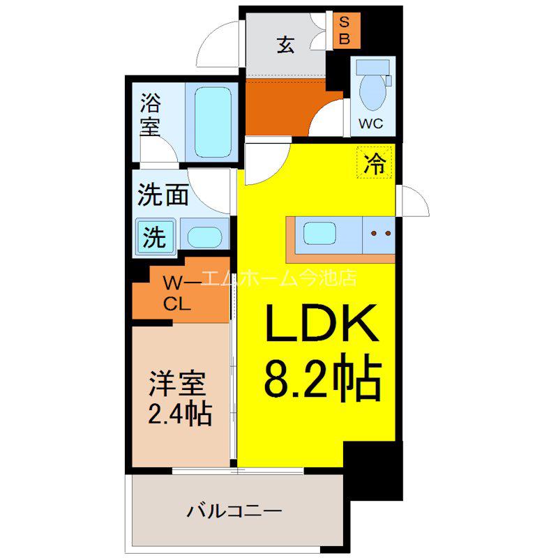 パートナーズ今池(1LDK/3階)の間取り写真