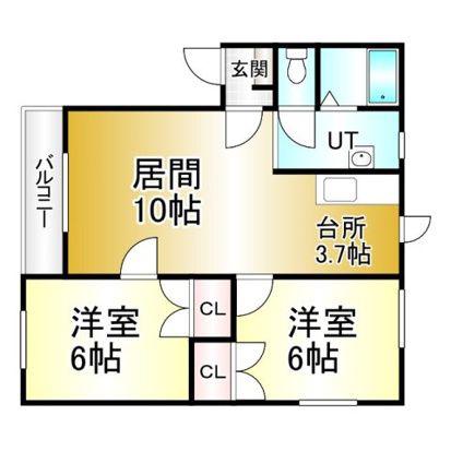 ラッキーストリッジI(2LDK/2階)の間取り写真