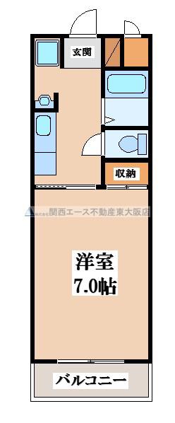 サニーウェル新石切(1K/2階)の間取り写真