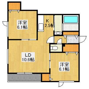 アヴニールSHINANO I(2LDK/1階)の間取り写真