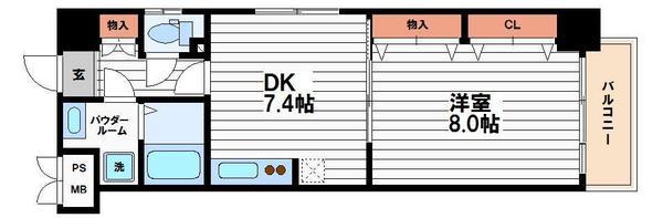 セントアミール南久宝寺(1DK/9階)の間取り写真