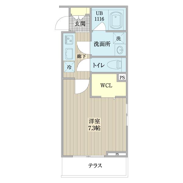 ソレイユ吹田(1K/2階)の間取り写真