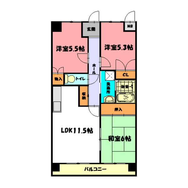 エンゼラート明石(3LDK/2階)の間取り写真