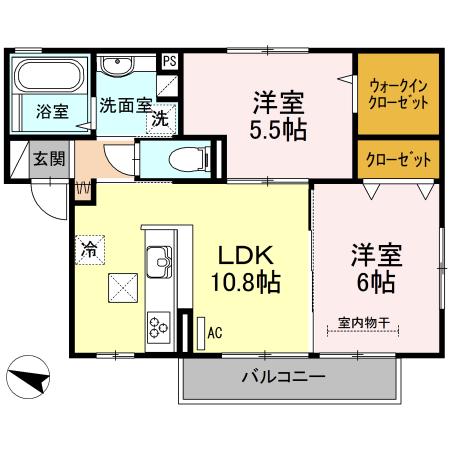 メゾンMIRAI(2LDK/1階)の間取り写真