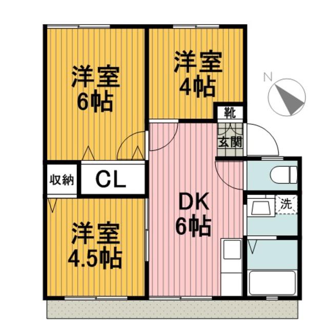 サンビレッジ三田 B棟(3DK/2階)の間取り写真