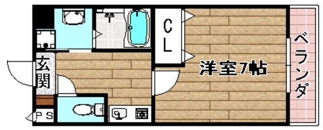 アルハステージ城北(1K/6階)の間取り写真
