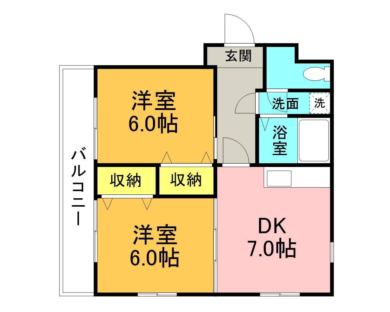 パークハイム21(2DK/2階)の間取り写真