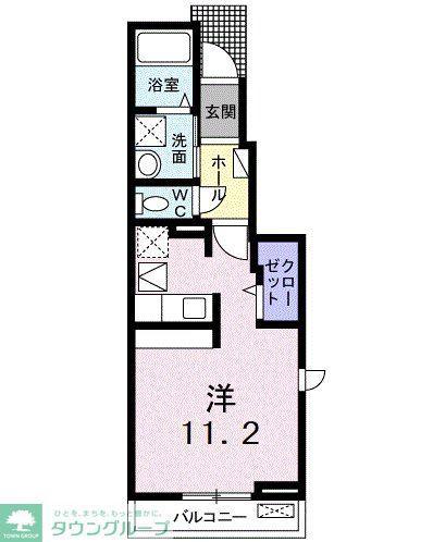 リナプルメリア(ワンルーム/1階)の間取り写真