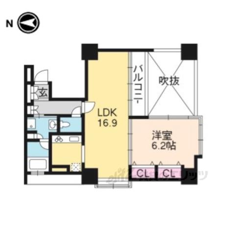エスリード烏丸御池(1LDK/7階)の間取り写真