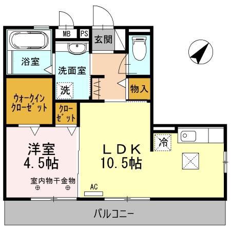 モンテセーイ(1LDK/1階)の間取り写真