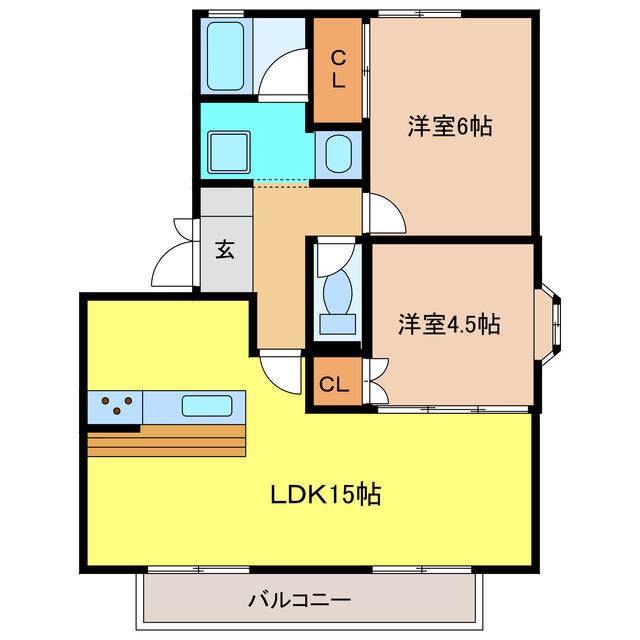 プチメゾン(2LDK/2階)の間取り写真