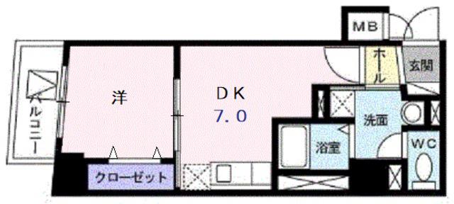 アンソレイエ(1DK/2階)の間取り写真
