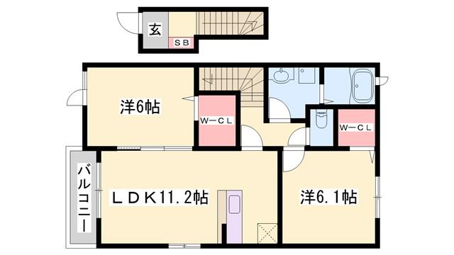 ヴァンベール城西I(2LDK/2階)の間取り写真