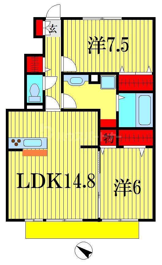 プランドール(2LDK/1階)の間取り写真