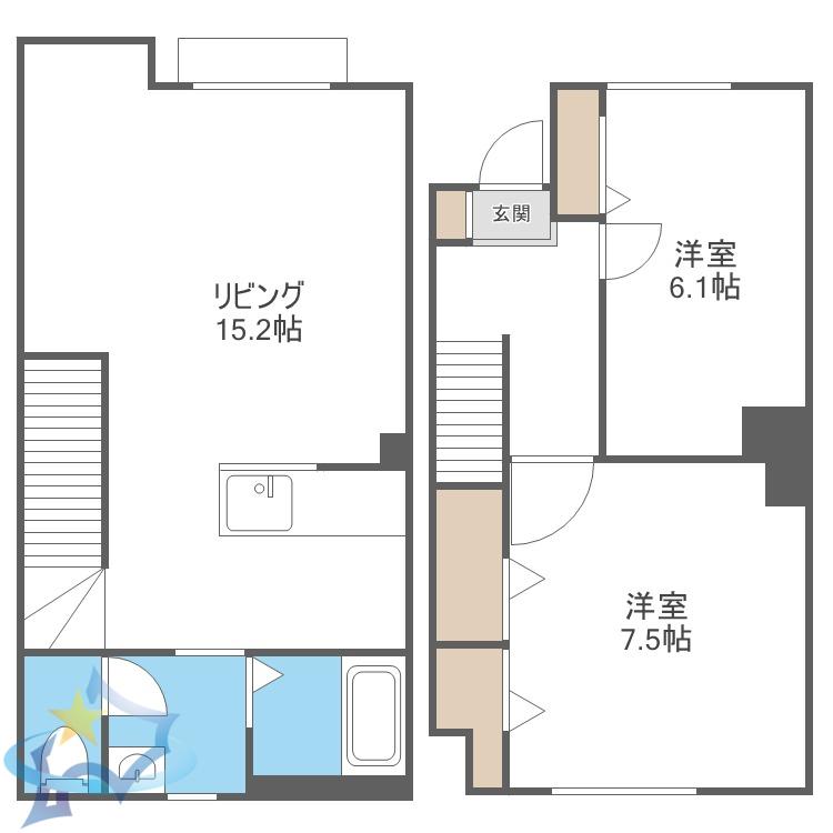 ディアス二十四軒(2LDK/1階)の間取り写真