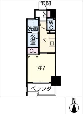 TENAS今池(1K/6階)の間取り写真