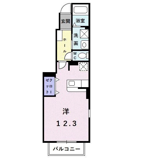 グリーンアンジュII(ワンルーム/1階)の間取り写真