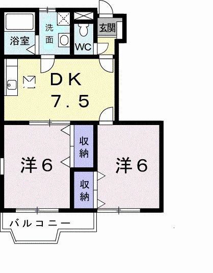 アンジェリオ B(2DK/1階)の間取り写真
