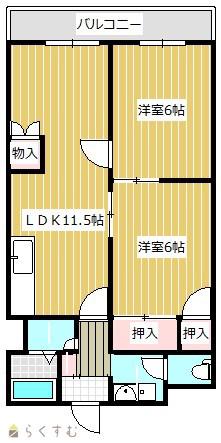 アーバンステージ七番館 駐 車 2 台 込(2LDK/1階)の間取り写真