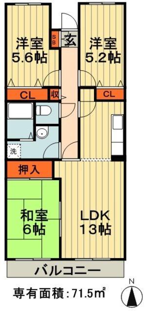 ラフィネ小倉(3LDK/4階)の間取り写真