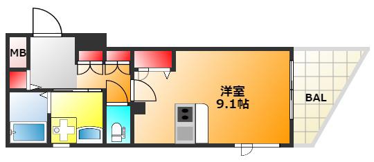 プレサンス心斎橋リベルタ(ワンルーム/10階)の間取り写真