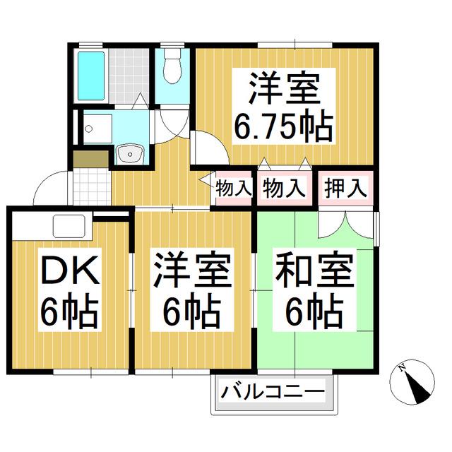 アスティオン(3DK/2階)の間取り写真