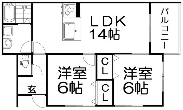 グラン シャリオ(2LDK/1階)の間取り写真
