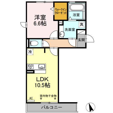 リバーパーク(1LDK/3階)の間取り写真