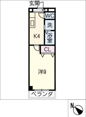 ブロッサムガーデン利平治(1K/1階)の間取り写真