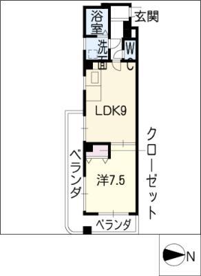 クレール池谷(1LDK/4階)の間取り写真