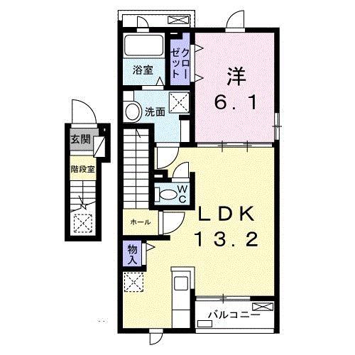 カーサ西武(1LDK/2階)の間取り写真