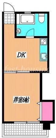中央マンション(1DK/3階)の間取り写真