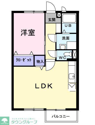 エバーリッチヒルズ(1LDK/1階)の間取り写真