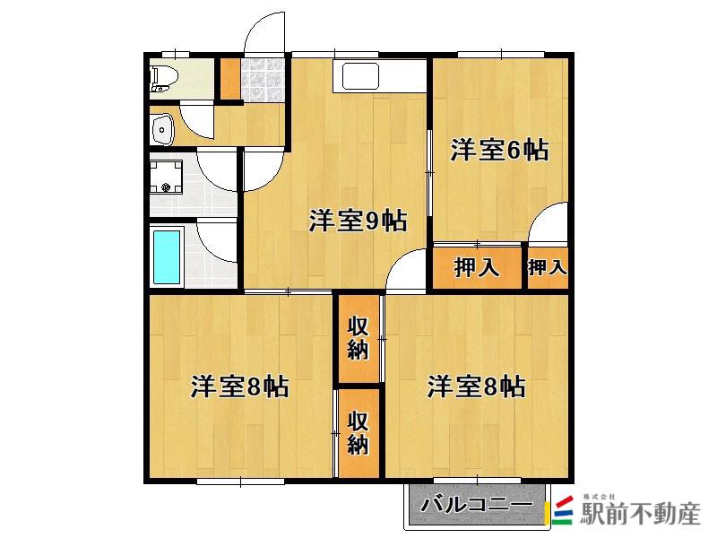 ホワイトビレッジ手鎌II(3LDK/1階)の間取り写真