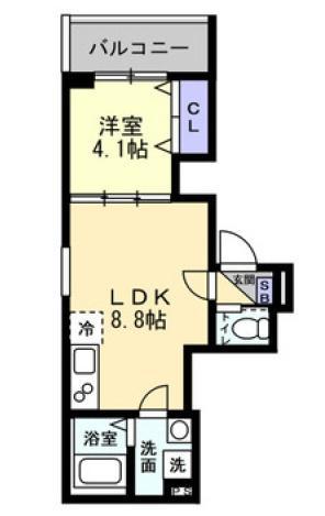 グランシェード川入(1LDK/1階)の間取り写真