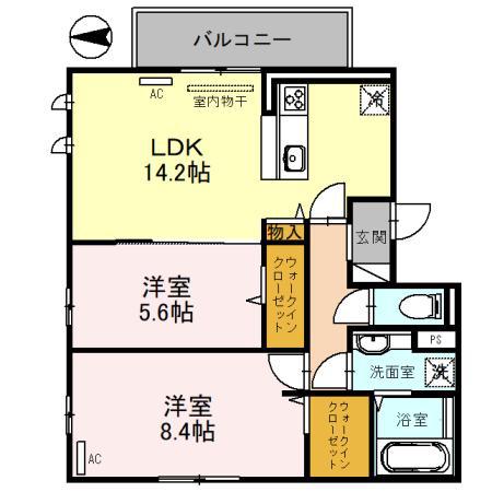グランシャリオ(2LDK/3階)の間取り写真
